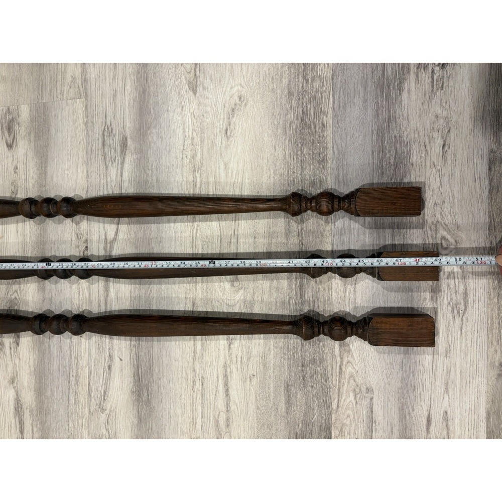 Lot Of 3 Vintage Wooden Spindles 49" (4' 1") Retro 70's Balusters Stairs Decor - Picture 5 of 8